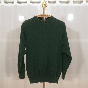 Vintage 00s Haggar Men's Green Cable Knit Pullover Sweater